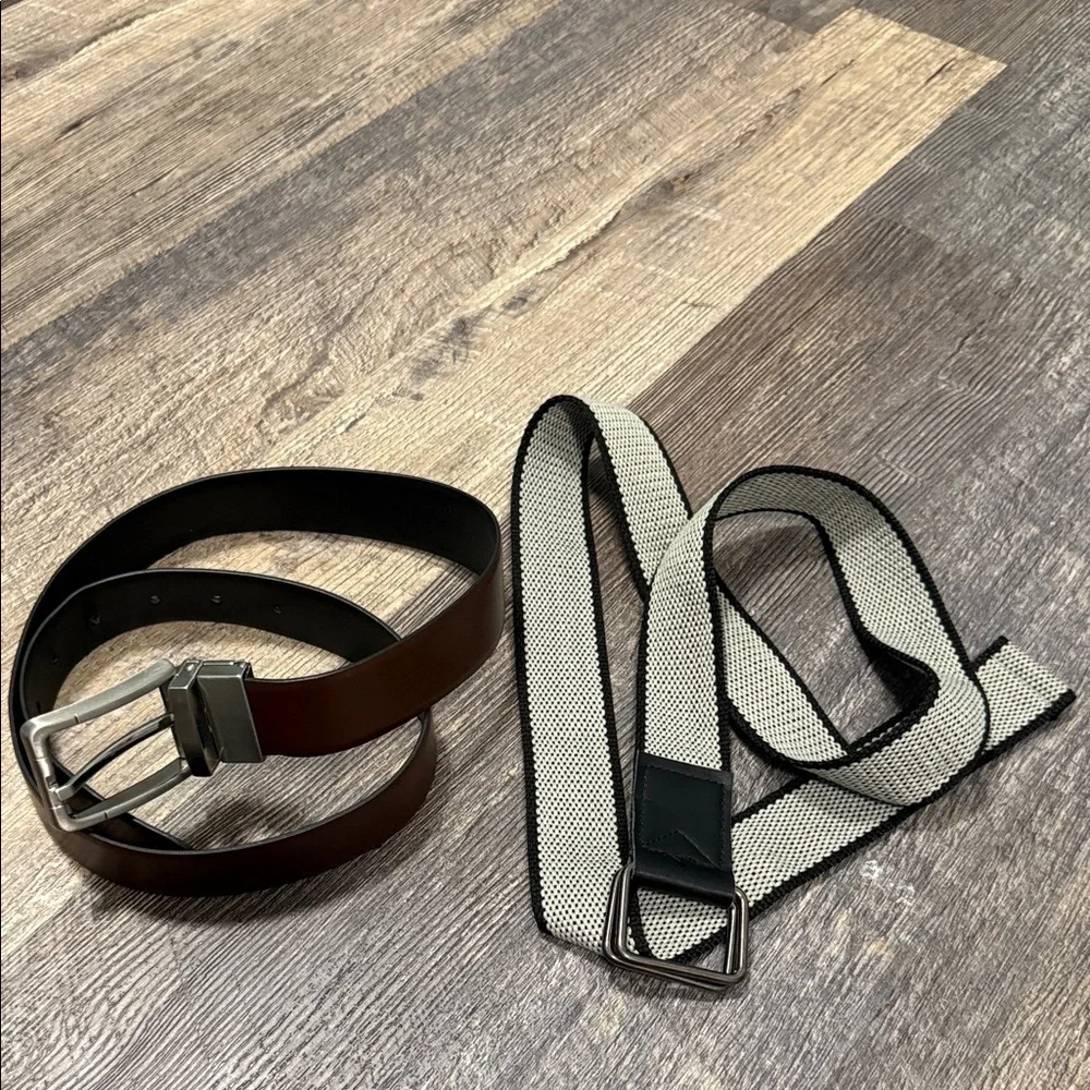 2 Stylish Brown and Cream Men's Belts